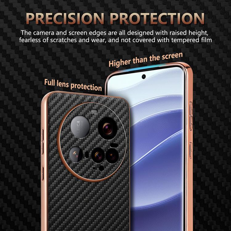For Xiaomi 15 Ultra AZNS Electroplated Edge Carbon Fiber Texture Phone Case
