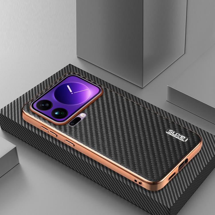 For Xiaomi 17 Pro Max AZNS Electroplated Edge Carbon Fiber Texture Phone Case
