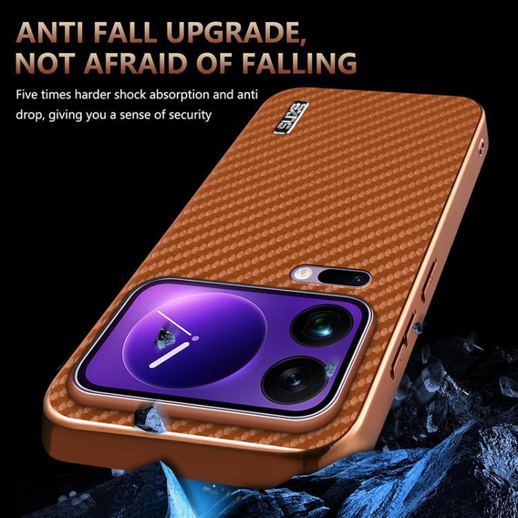 For Xiaomi 17 Pro Max AZNS Electroplated Edge Carbon Fiber Texture Phone Case