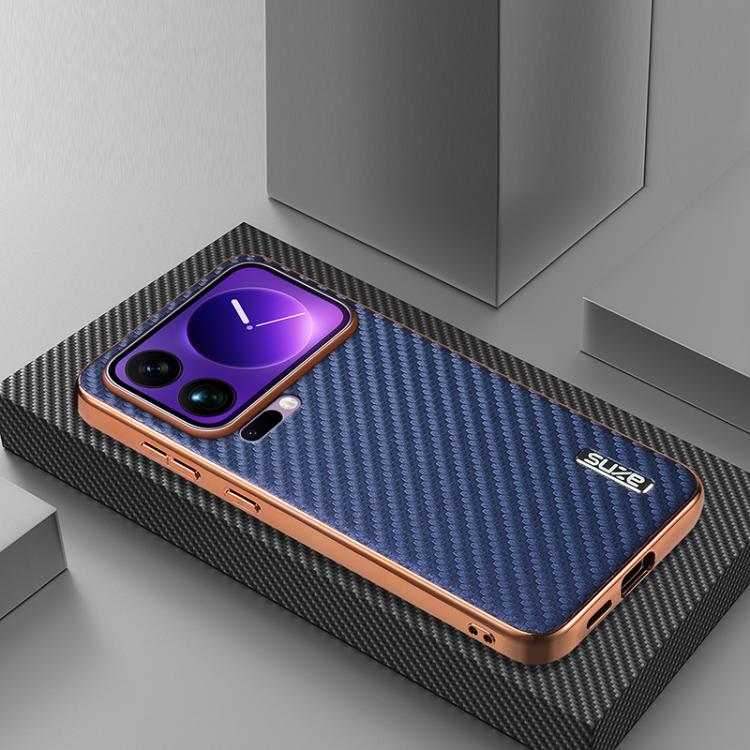 For Xiaomi 17 Pro Max AZNS Electroplated Edge Carbon Fiber Texture Phone Case