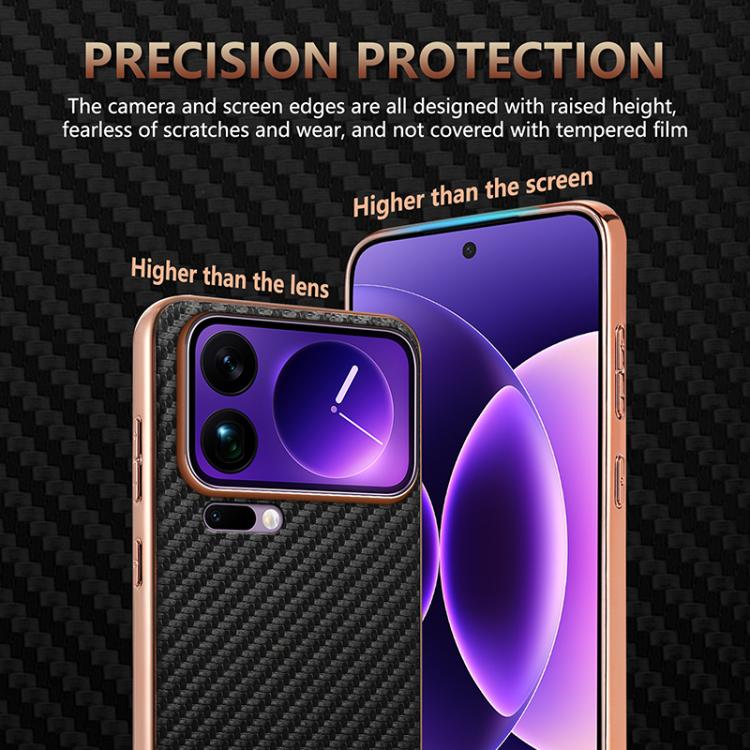 For Xiaomi 17 Pro Max AZNS Electroplated Edge Carbon Fiber Texture Phone Case