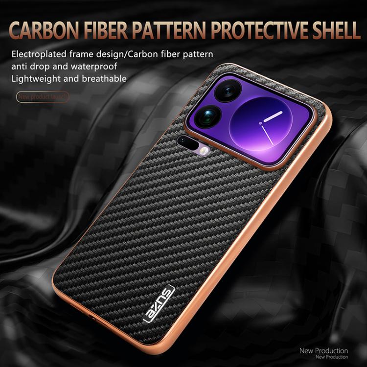For Xiaomi 17 Pro Max AZNS Electroplated Edge Carbon Fiber Texture Phone Case