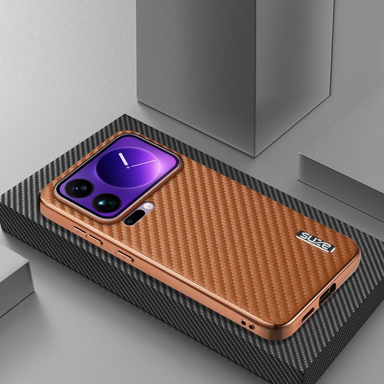 For Xiaomi 17 Pro AZNS Electroplated Edge Carbon Fiber Texture Phone Case
