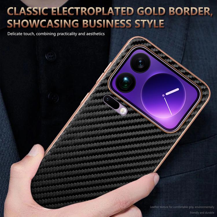 For Xiaomi 17 Pro AZNS Electroplated Edge Carbon Fiber Texture Phone Case
