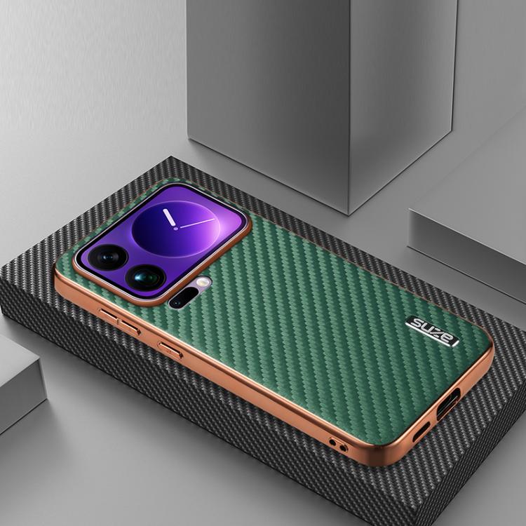 For Xiaomi 17 Pro AZNS Electroplated Edge Carbon Fiber Texture Phone Case