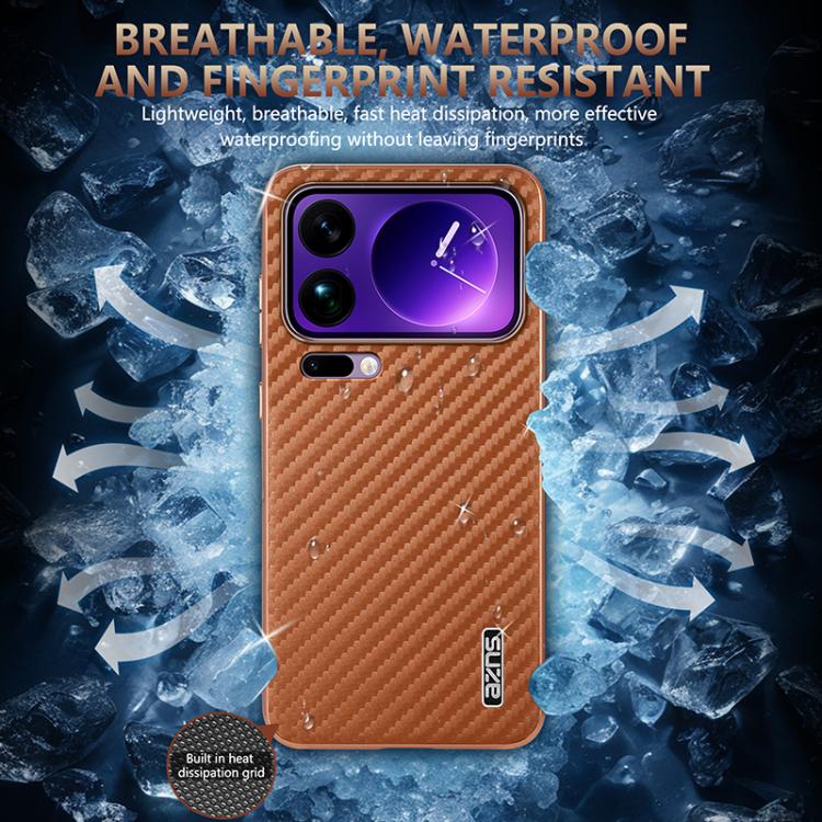 For Xiaomi 17 Pro AZNS Electroplated Edge Carbon Fiber Texture Phone Case