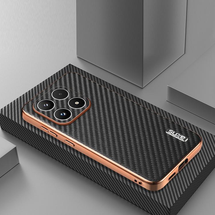 For Xiaomi 17 AZNS Electroplated Edge Carbon Fiber Texture Phone Case