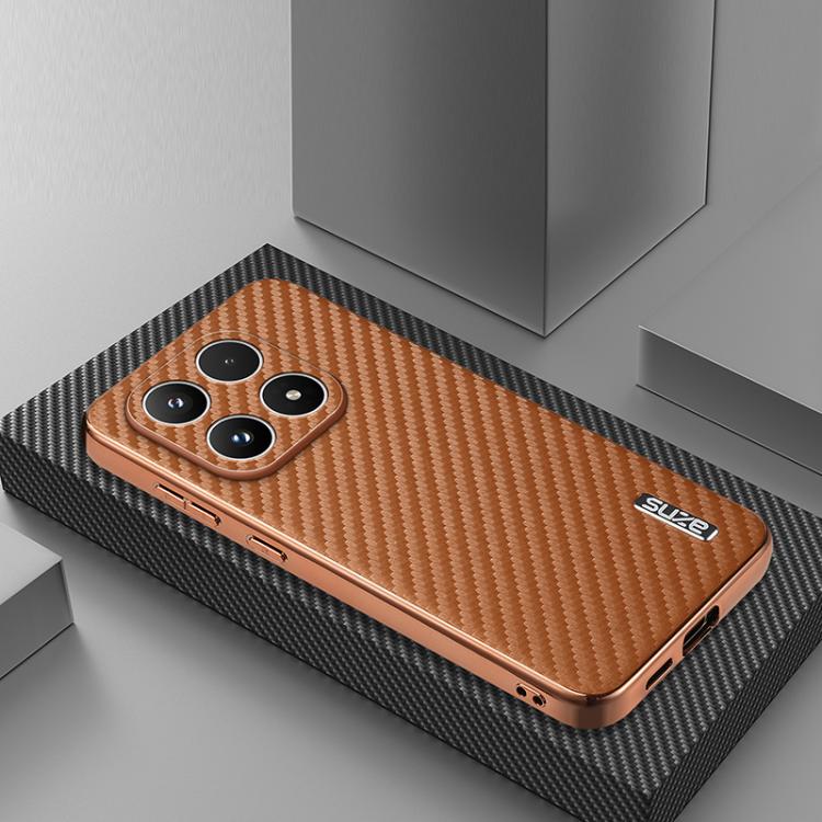 For Xiaomi 17 AZNS Electroplated Edge Carbon Fiber Texture Phone Case