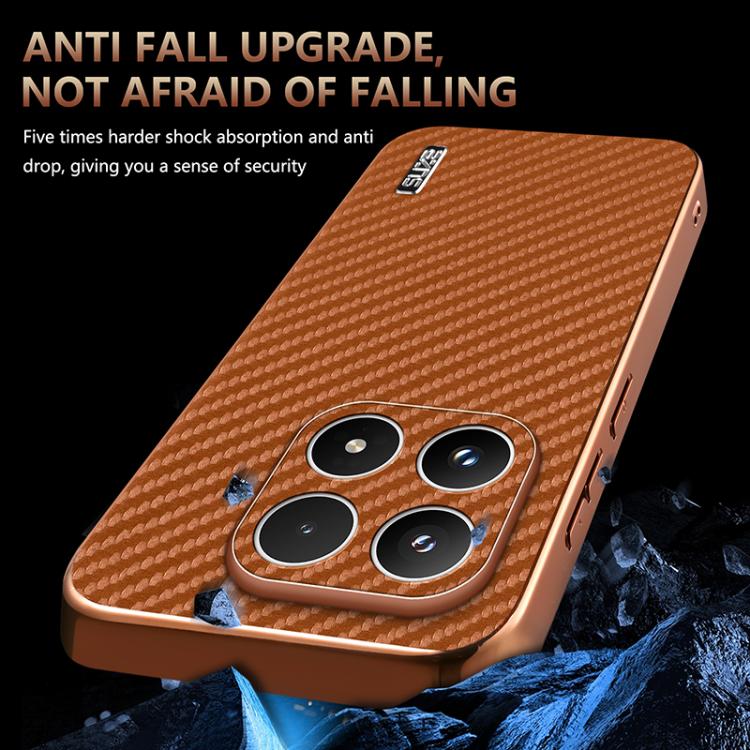 For Xiaomi 17 AZNS Electroplated Edge Carbon Fiber Texture Phone Case