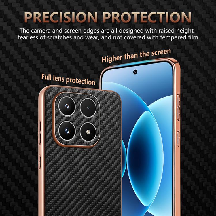 For Xiaomi 17 AZNS Electroplated Edge Carbon Fiber Texture Phone Case
