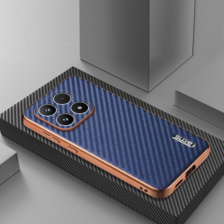 For Xiaomi 17 AZNS Electroplated Edge Carbon Fiber Texture Phone Case