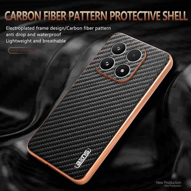 For Xiaomi 17 AZNS Electroplated Edge Carbon Fiber Texture Phone Case