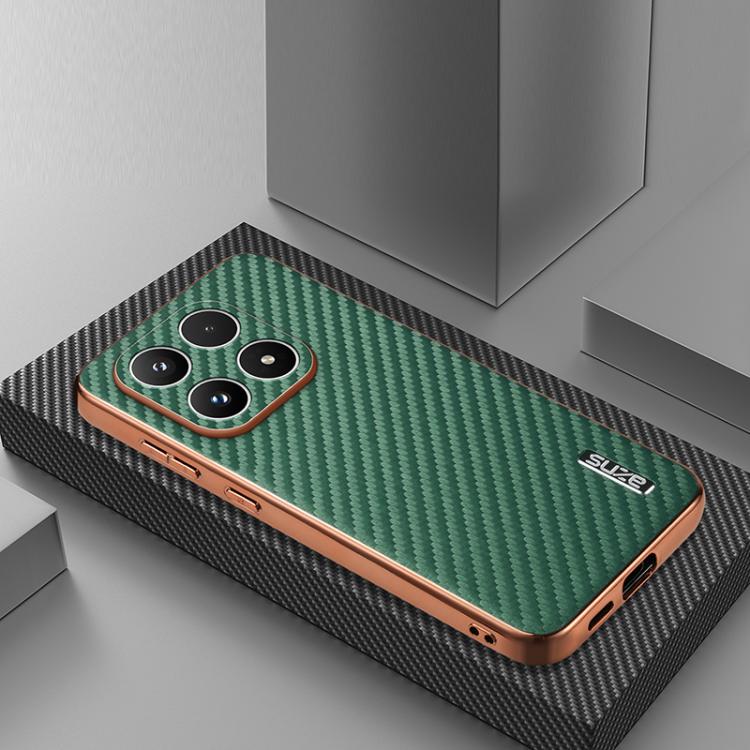 For Xiaomi 17 AZNS Electroplated Edge Carbon Fiber Texture Phone Case