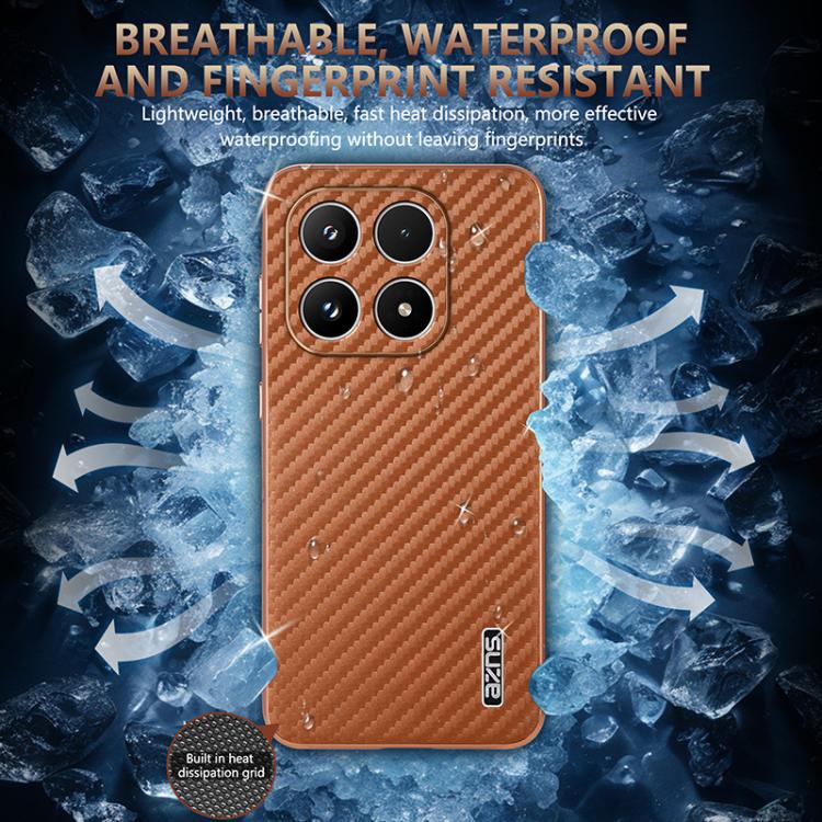 For Xiaomi 17 AZNS Electroplated Edge Carbon Fiber Texture Phone Case