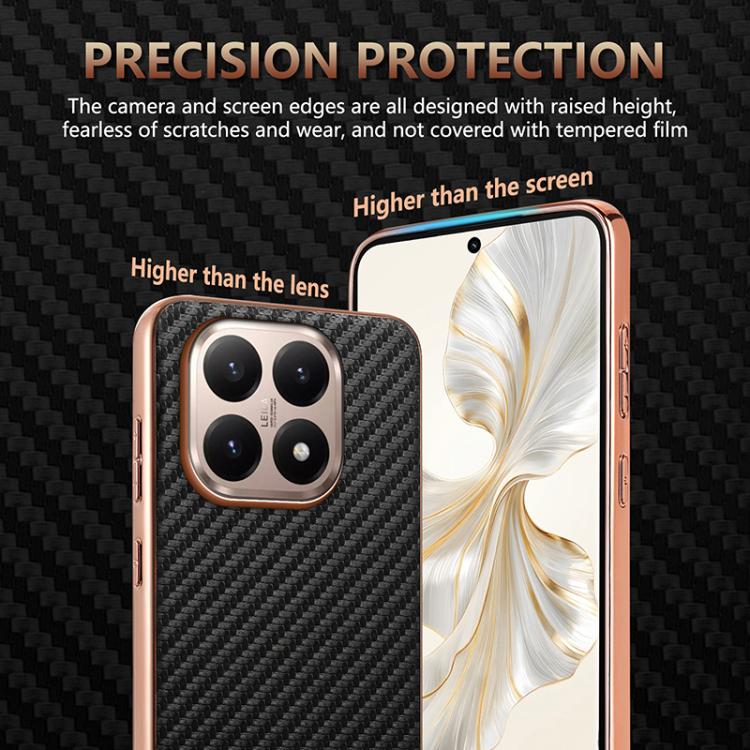 For Xiaomi 15T 5G AZNS Electroplated Edge Carbon Fiber Texture Phone Case