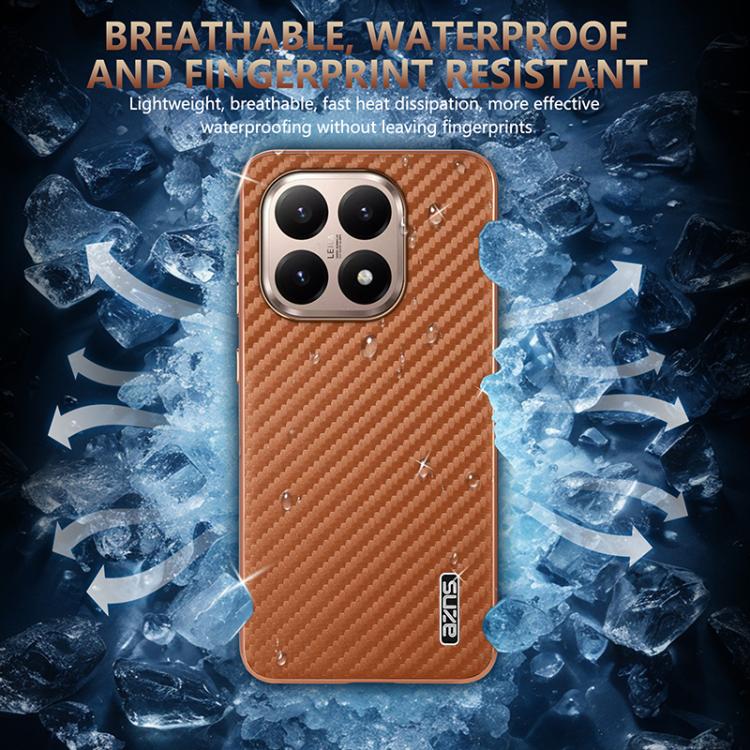 For Xiaomi 15T 5G AZNS Electroplated Edge Carbon Fiber Texture Phone Case