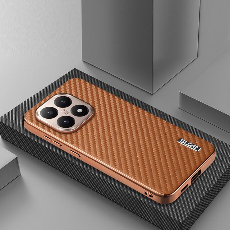 For Xiaomi 15T 5G AZNS Electroplated Edge Carbon Fiber Texture Phone Case