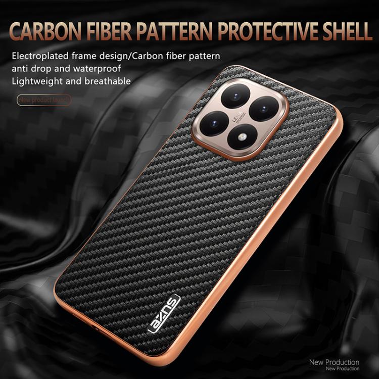 For Xiaomi 15T 5G AZNS Electroplated Edge Carbon Fiber Texture Phone Case