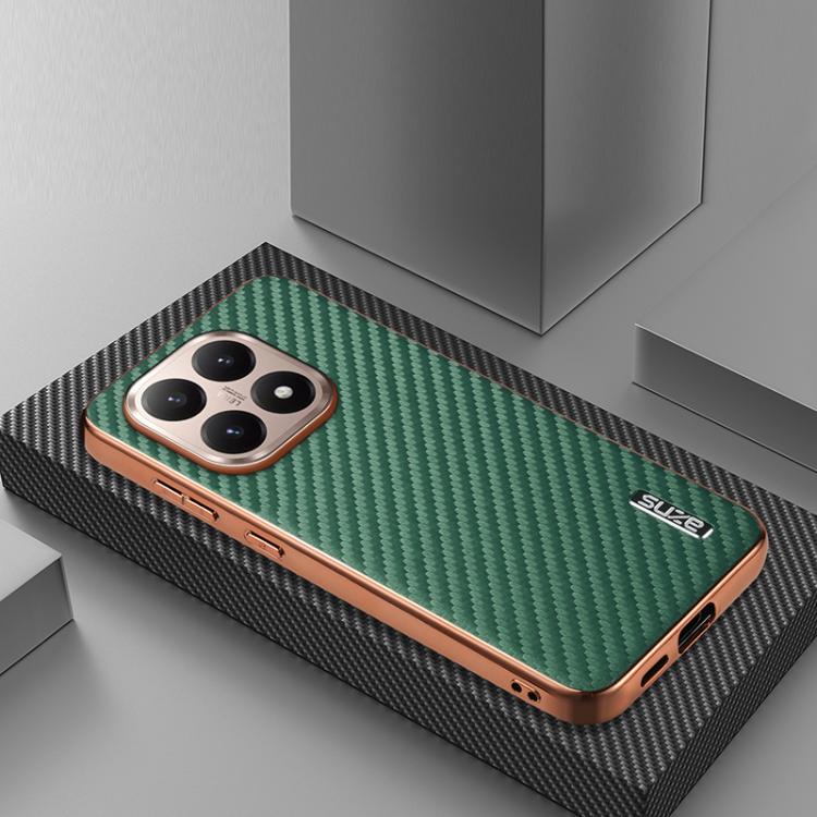 For Xiaomi 15T 5G AZNS Electroplated Edge Carbon Fiber Texture Phone Case