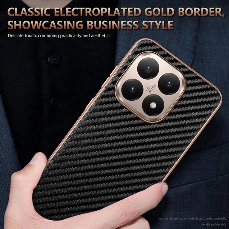 For Xiaomi 15T 5G AZNS Electroplated Edge Carbon Fiber Texture Phone Case