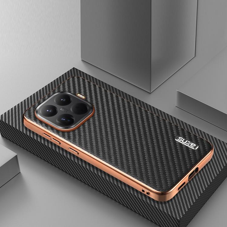 For Xiaomi 15T Pro 5G AZNS Electroplated Edge Carbon Fiber Texture Phone Case