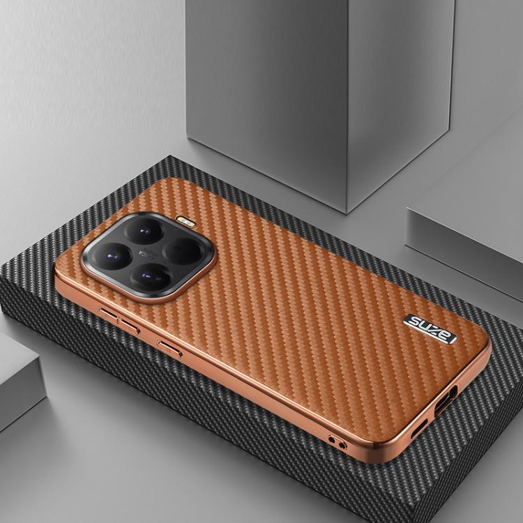 For Xiaomi 15T Pro 5G AZNS Electroplated Edge Carbon Fiber Texture Phone Case