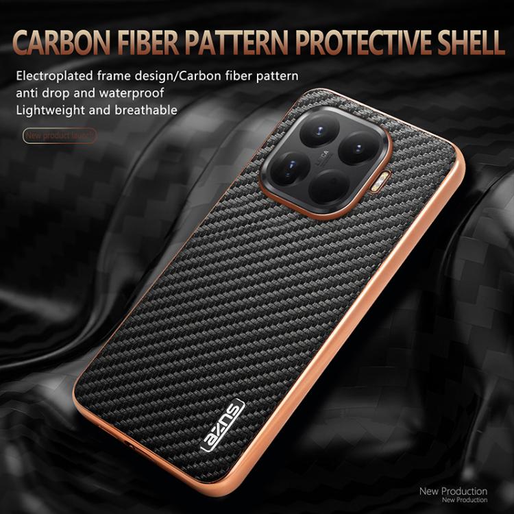 For Xiaomi 15T Pro 5G AZNS Electroplated Edge Carbon Fiber Texture Phone Case