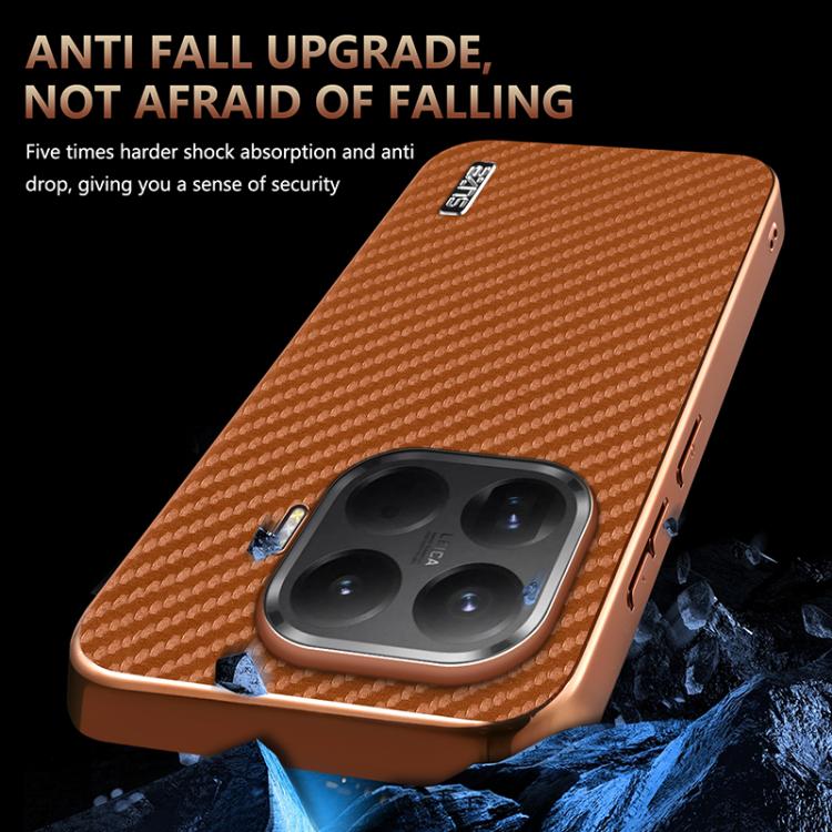 For Xiaomi 15T Pro 5G AZNS Electroplated Edge Carbon Fiber Texture Phone Case