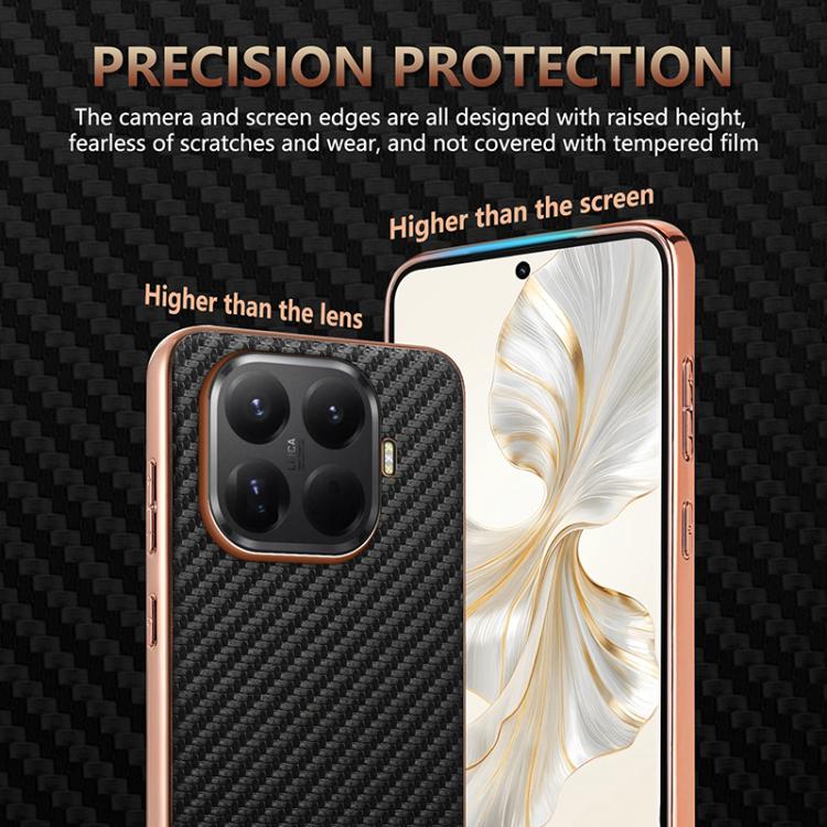 For Xiaomi 15T Pro 5G AZNS Electroplated Edge Carbon Fiber Texture Phone Case