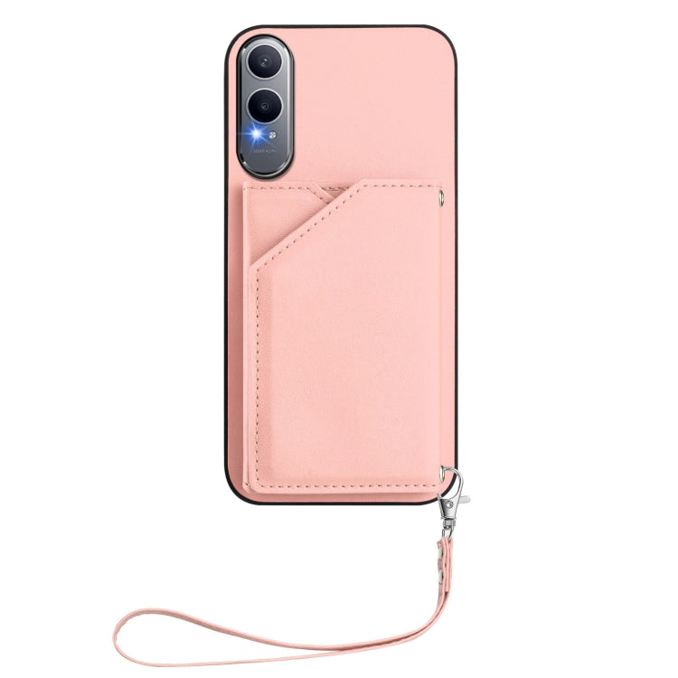 For OnePlus Nord CE4 Lite 5G Skin Feel Four Card Slots Phone Case with Wrist Strap