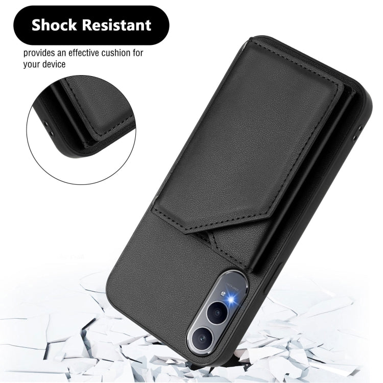 For OnePlus Nord CE4 Lite 5G Skin Feel Four Card Slots Phone Case with Wrist Strap