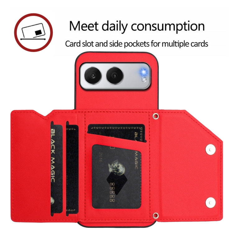 For OnePlus Nord 4 Skin Feel Four Card Slots Phone Case with Wrist Strap