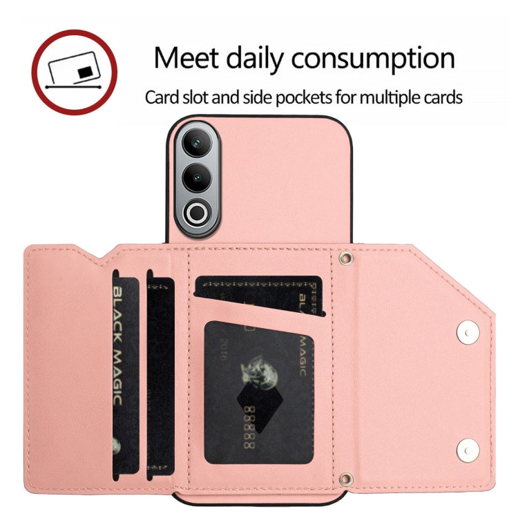 For OnePlus Nord CE4 Skin Feel Four Card Slots Phone Case with Wrist Strap