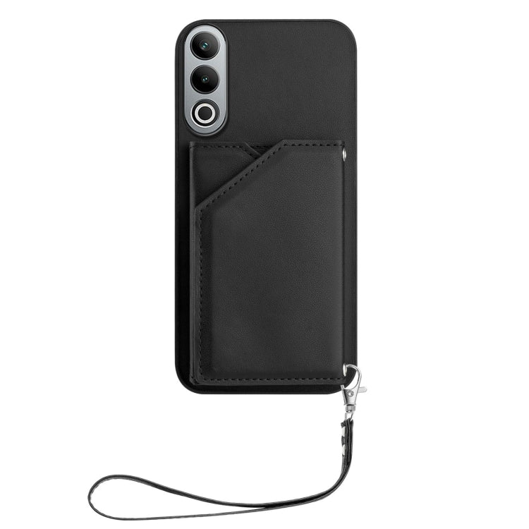 For OnePlus Nord CE4 Skin Feel Four Card Slots Phone Case with Wrist Strap