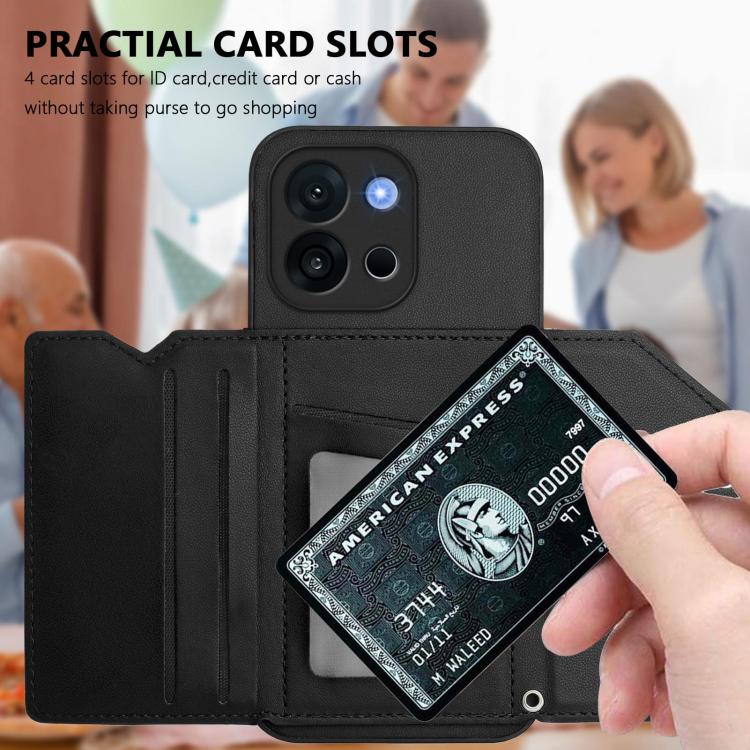 For OnePlus 13T Skin Feel Four Card Slots Phone Case with Wrist Strap