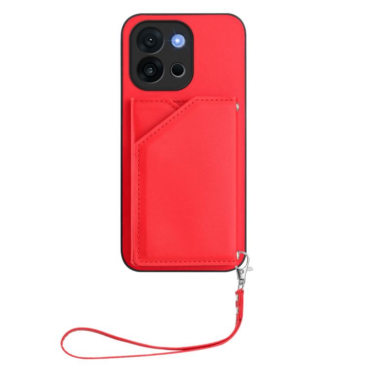 For OnePlus 13T Skin Feel Four Card Slots Phone Case with Wrist Strap