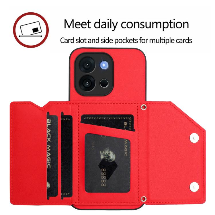 For OnePlus 13T Skin Feel Four Card Slots Phone Case with Wrist Strap