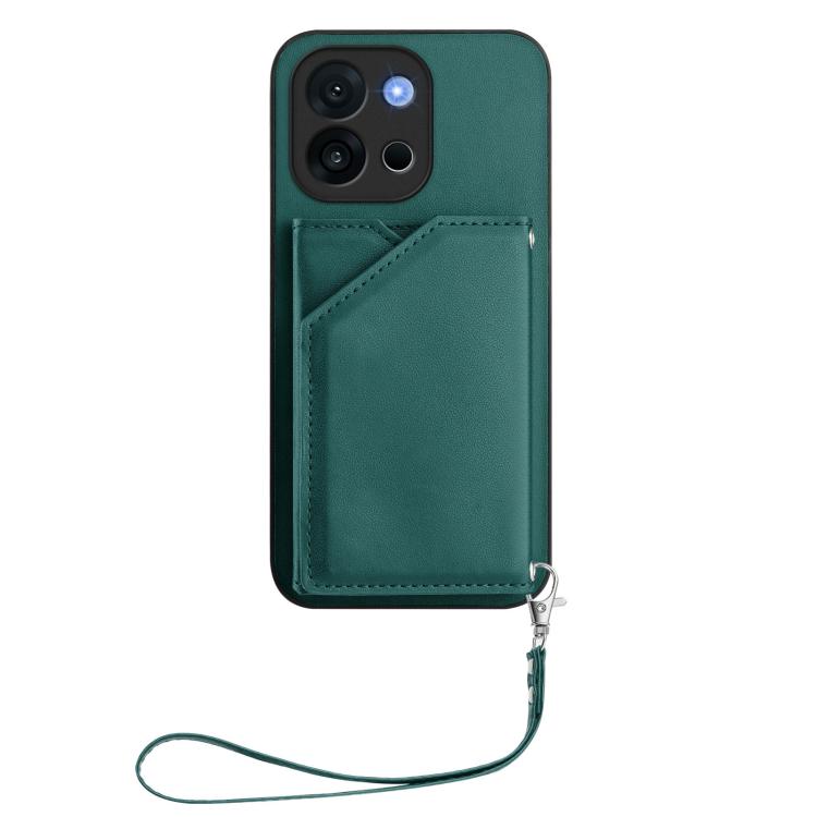For OnePlus 13T Skin Feel Four Card Slots Phone Case with Wrist Strap
