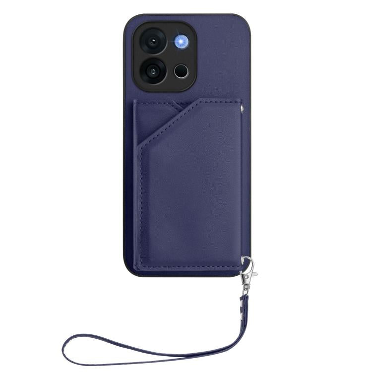 For OnePlus 13T Skin Feel Four Card Slots Phone Case with Wrist Strap