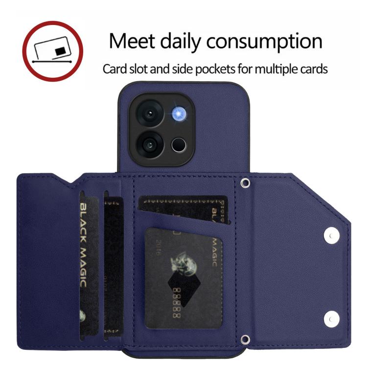 For OnePlus 13T Skin Feel Four Card Slots Phone Case with Wrist Strap