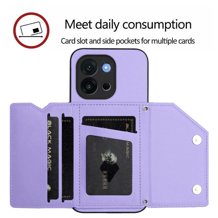 For OnePlus 13T Skin Feel Four Card Slots Phone Case with Wrist Strap