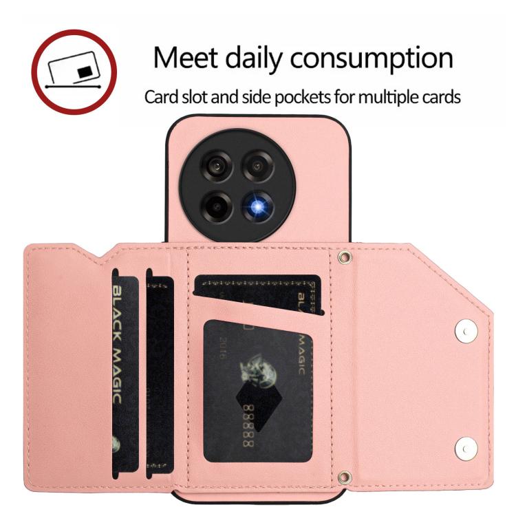 For OnePlus Ace 5 / Ace 5 Pro Skin Feel Four Card Slots Phone Case with Wrist Strap