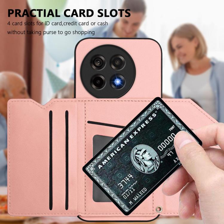 For OnePlus Ace 5 / Ace 5 Pro Skin Feel Four Card Slots Phone Case with Wrist Strap