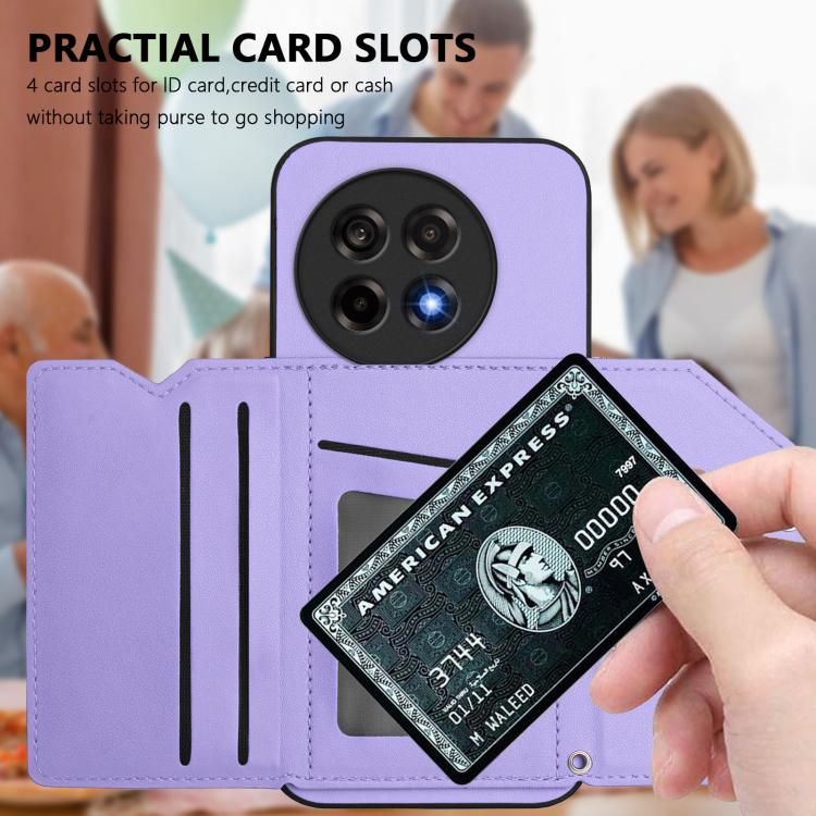 For OnePlus Ace 5 / Ace 5 Pro Skin Feel Four Card Slots Phone Case with Wrist Strap