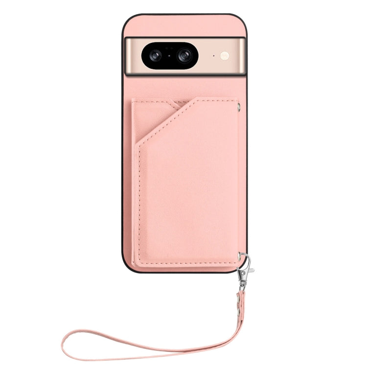 For Google Pixel 8 Skin Feel Four Card Slots Phone Case with Wrist Strap