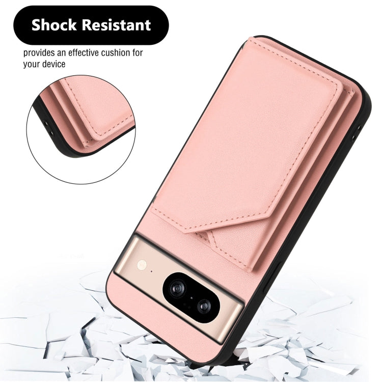 For Google Pixel 8 Skin Feel Four Card Slots Phone Case with Wrist Strap