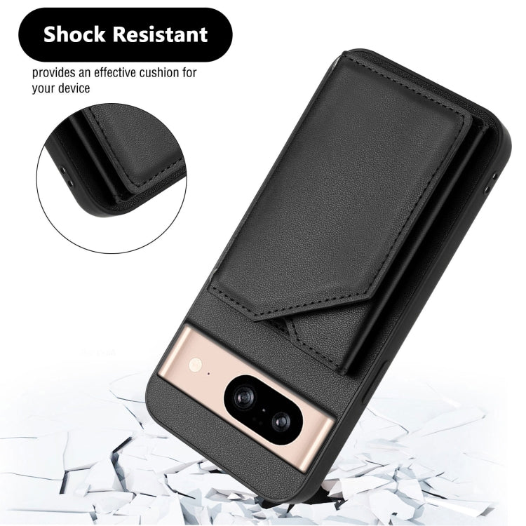 For Google Pixel 8 Skin Feel Four Card Slots Phone Case with Wrist Strap