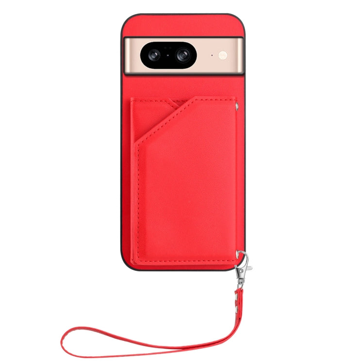 For Google Pixel 8 Skin Feel Four Card Slots Phone Case with Wrist Strap