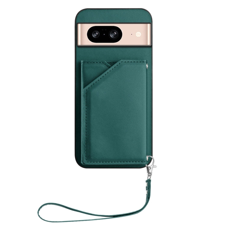 For Google Pixel 8 Skin Feel Four Card Slots Phone Case with Wrist Strap