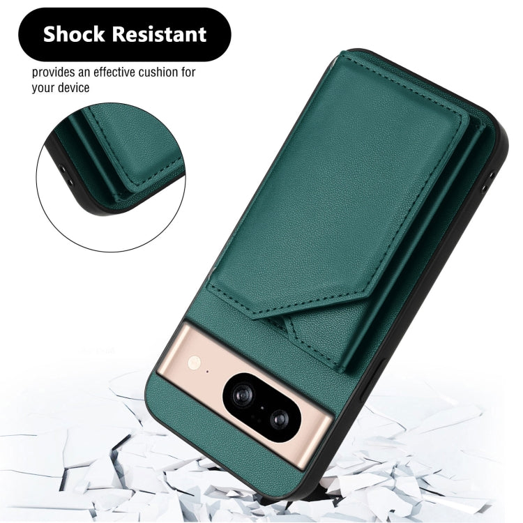 For Google Pixel 8 Skin Feel Four Card Slots Phone Case with Wrist Strap